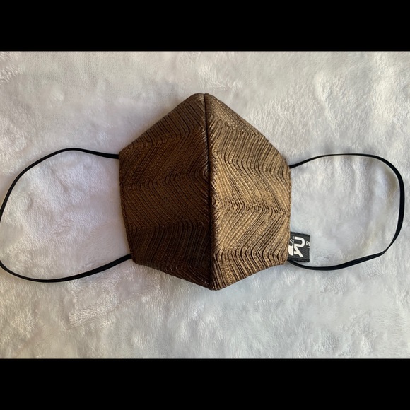 Metallic Bronze Fabric Face Mask. - Picture 2 of 4